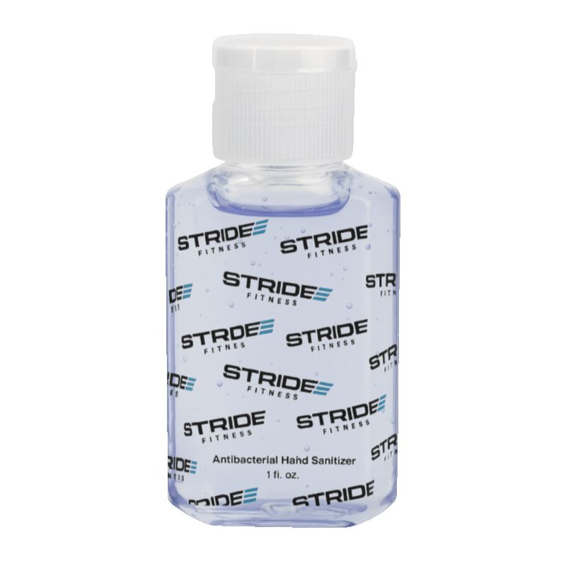 STRIDE Fitness hand sanitizer designed to keep hands clean and refreshed before and after workouts and daily activities