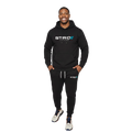 Men’s black performance sweatshirt from STRIDE Fitness designed for training, comfort, and everyday wear