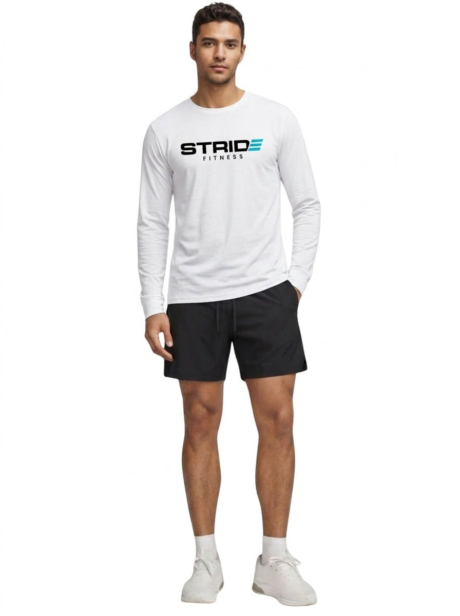 STRIDE Fitness men’s performance long sleeve shirt white athletic fit