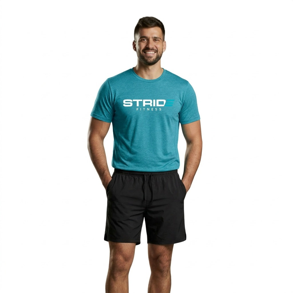 STRIDE Fitness men’s performance t-shirt blue athletic fit