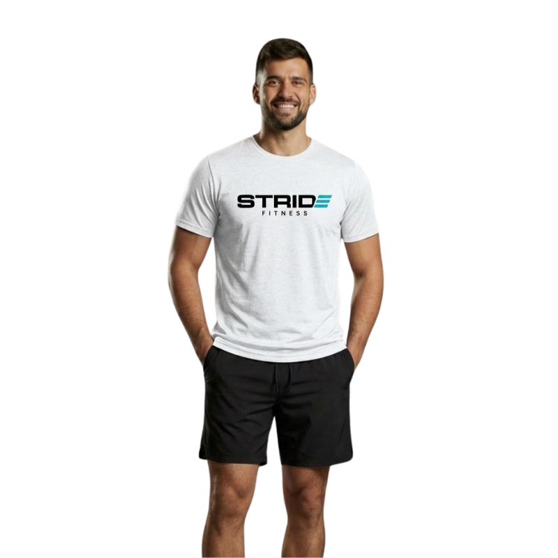STRIDE Fitness men’s performance t-shirt white athletic fit